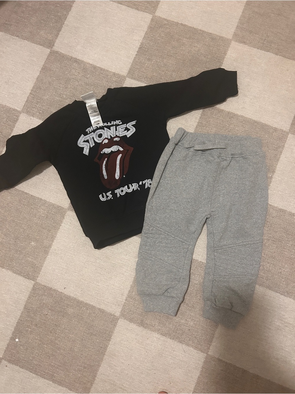 the Rolling Stones Kids Black Sweatshirt & Gray Jogger Set